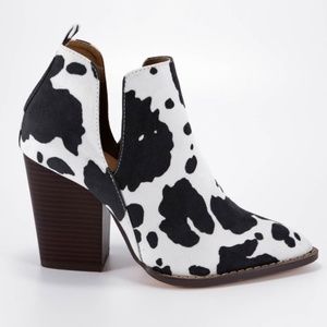 Cow Print Faux Leather Booties